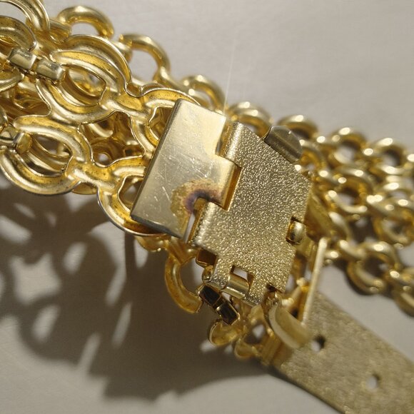 Gold Chain Size 32 Link Double Link Belt Buckle Vintage Style Adjustable Plated - Picture 8 of 10